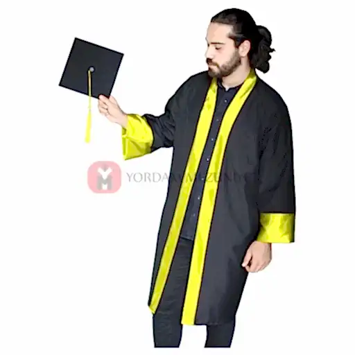 Üniversite Alpaka Sarı Mezuniyet Kep Cübbe Üniversite Alpaka Sarı Mezuniyet Kep Cübbe