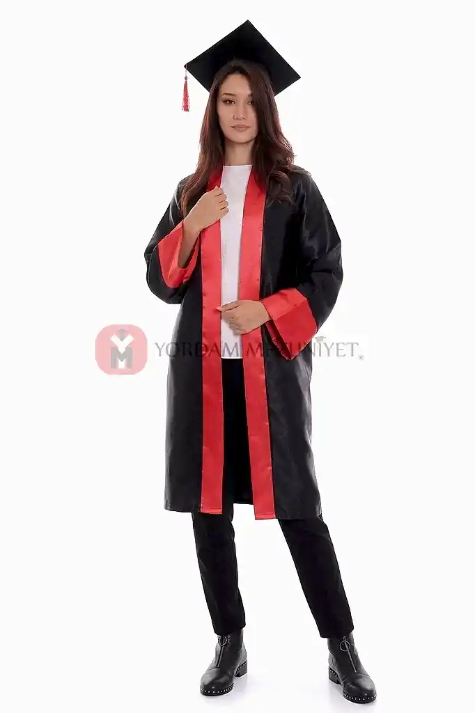 lise kırmızı mezuniyet cübbesi